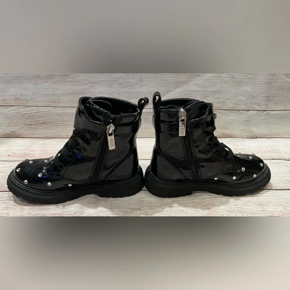 DKNY Ava Dila Moto Side Zipper Boot - Black - Size 12 Girls